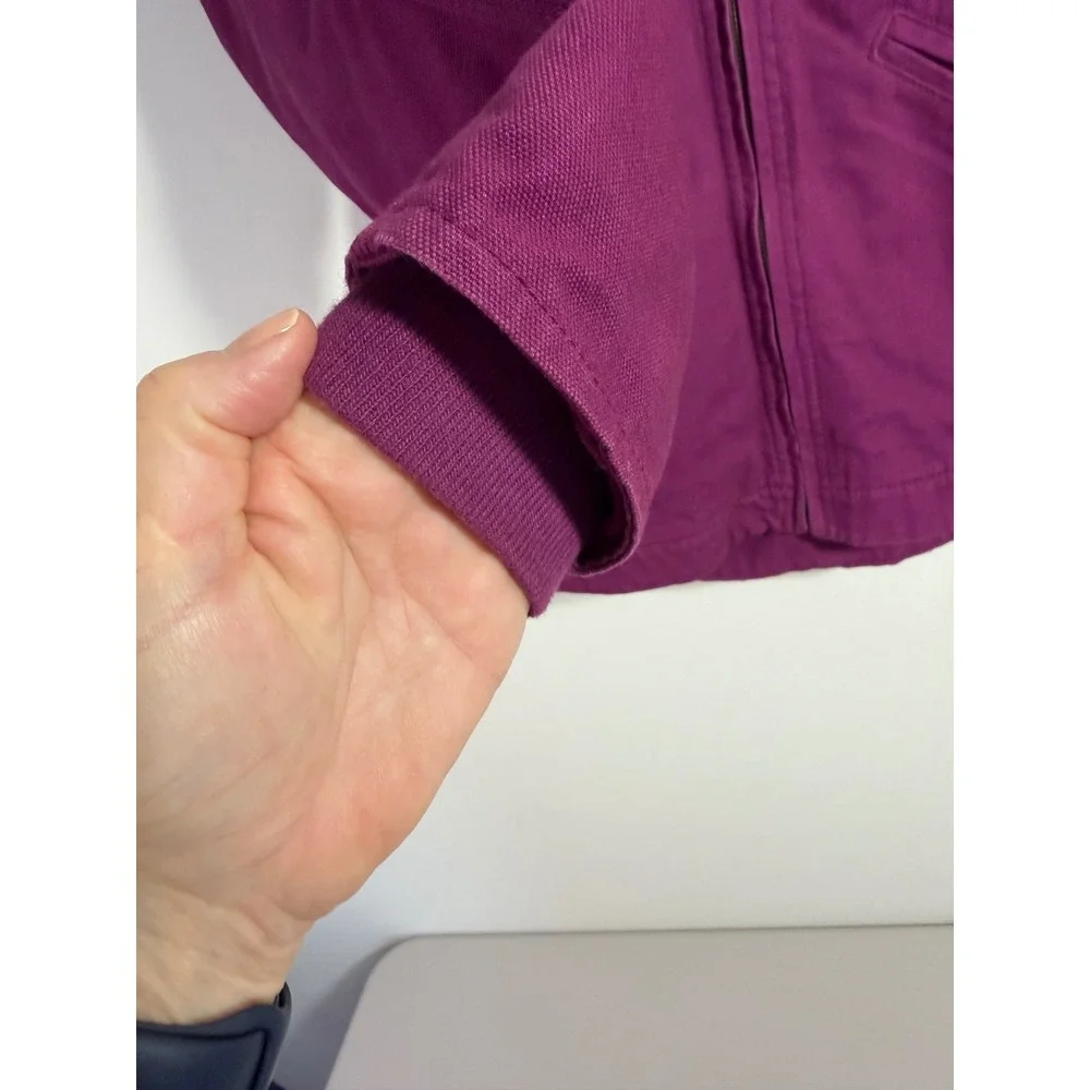 Carhartt Hooded Jacket Kids Size 14 Purple Sherpa Lined‎ Canvas Active Work Coat